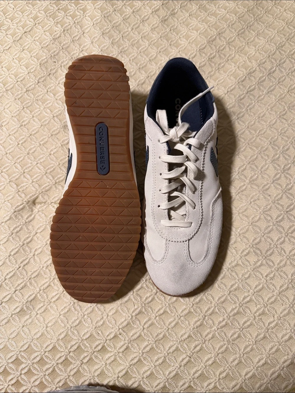Converse Cream and Navy Low-Top Sneakers